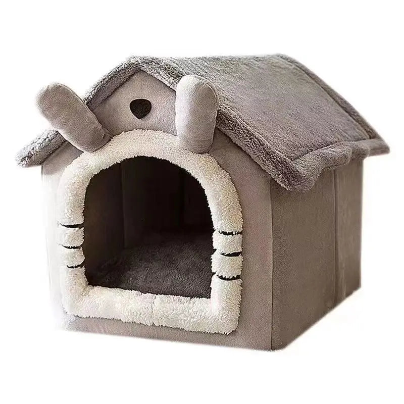 All-Season Dog House Style Bed – Warm, Removable & Washable Pet Bed for Small Dogs and Cats