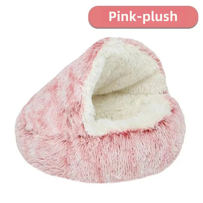 Autumn & Winter Plush Pet Bed – Warm Semi-Enclosed small dog/Cat Nest with Soft Comforter Design
