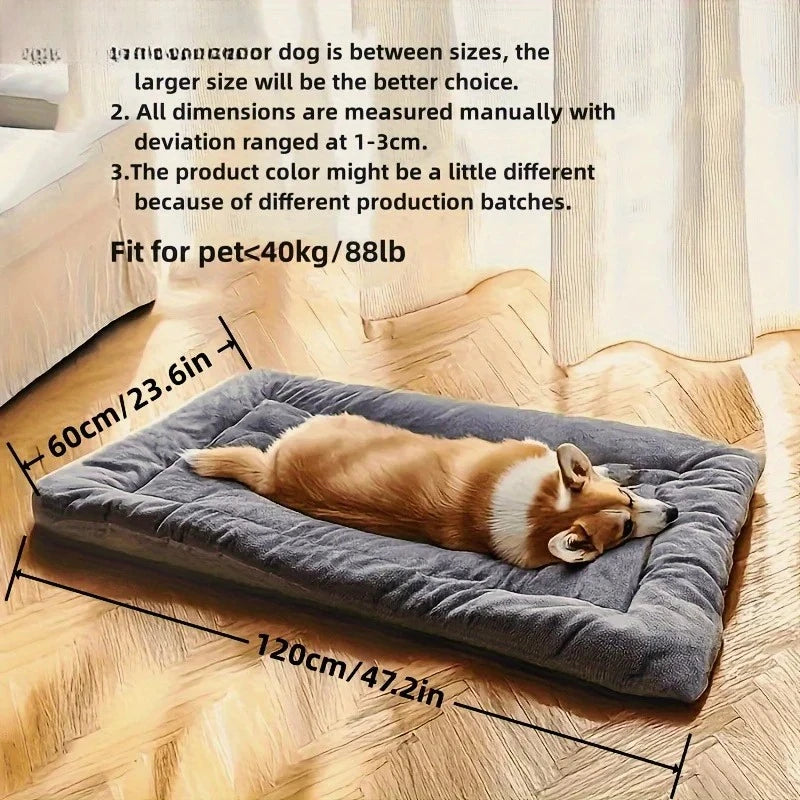 Large Plush Dog Bed Sofa – Thick Super-Soft Polyester Pet Mat for Small, Medium & Large Dogs
