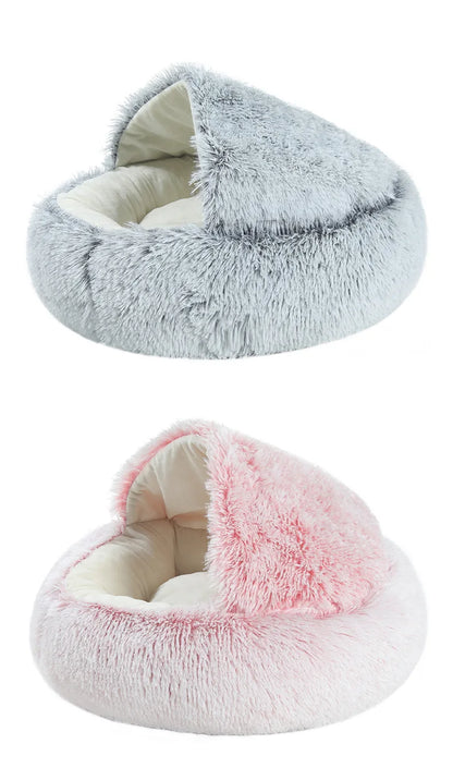 Autumn & Winter Plush Pet Bed – Warm Semi-Enclosed small dog/Cat Nest with Soft Comforter Design