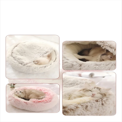 Autumn & Winter Plush Pet Bed – Warm Semi-Enclosed small dog/Cat Nest with Soft Comforter Design