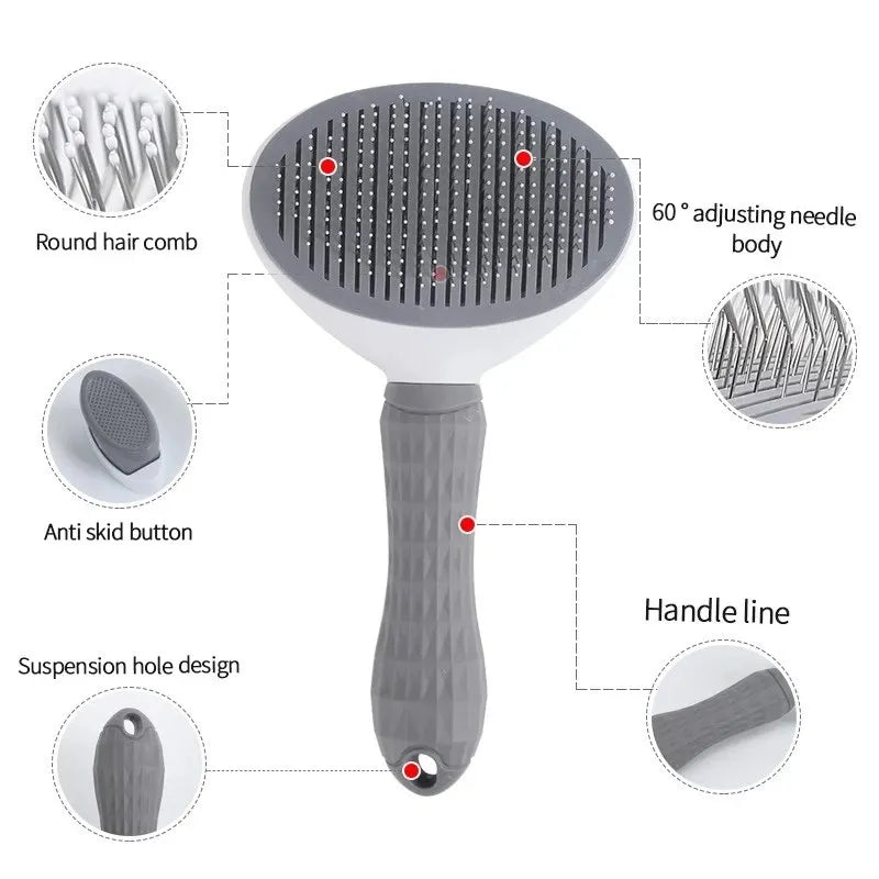 Self-Cleaning Pet Hair Remover Brush – Dog & Cat Grooming Comb, Dematting & Fur Removal Tool
