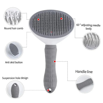 Self-Cleaning Pet Hair Remover Brush – Dog & Cat Grooming Comb, Dematting & Fur Removal Tool