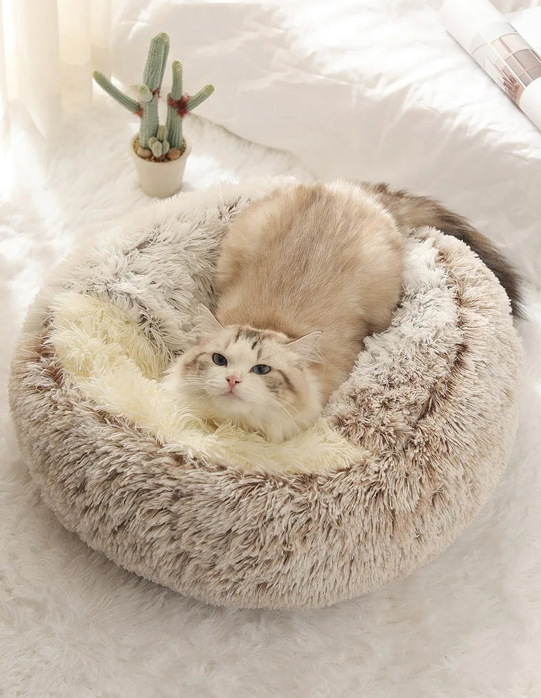 Autumn & Winter Plush Pet Bed – Warm Semi-Enclosed small dog/Cat Nest with Soft Comforter Design