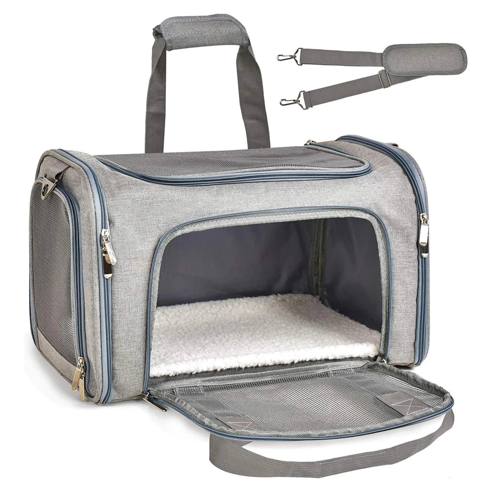 Collapsible Pet Carrier for Cats & Small Dogs – Travel Carrier for Puppies up to 15 lbs