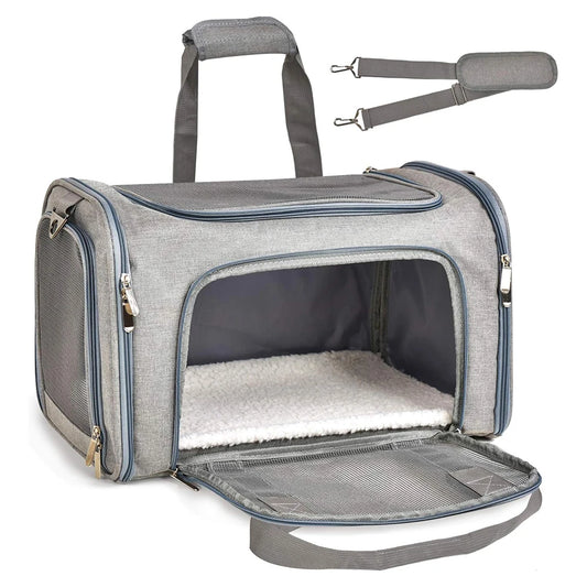 Collapsible Pet Carrier for Cats & Small Dogs – Travel Carrier for Puppies up to 15 lbs