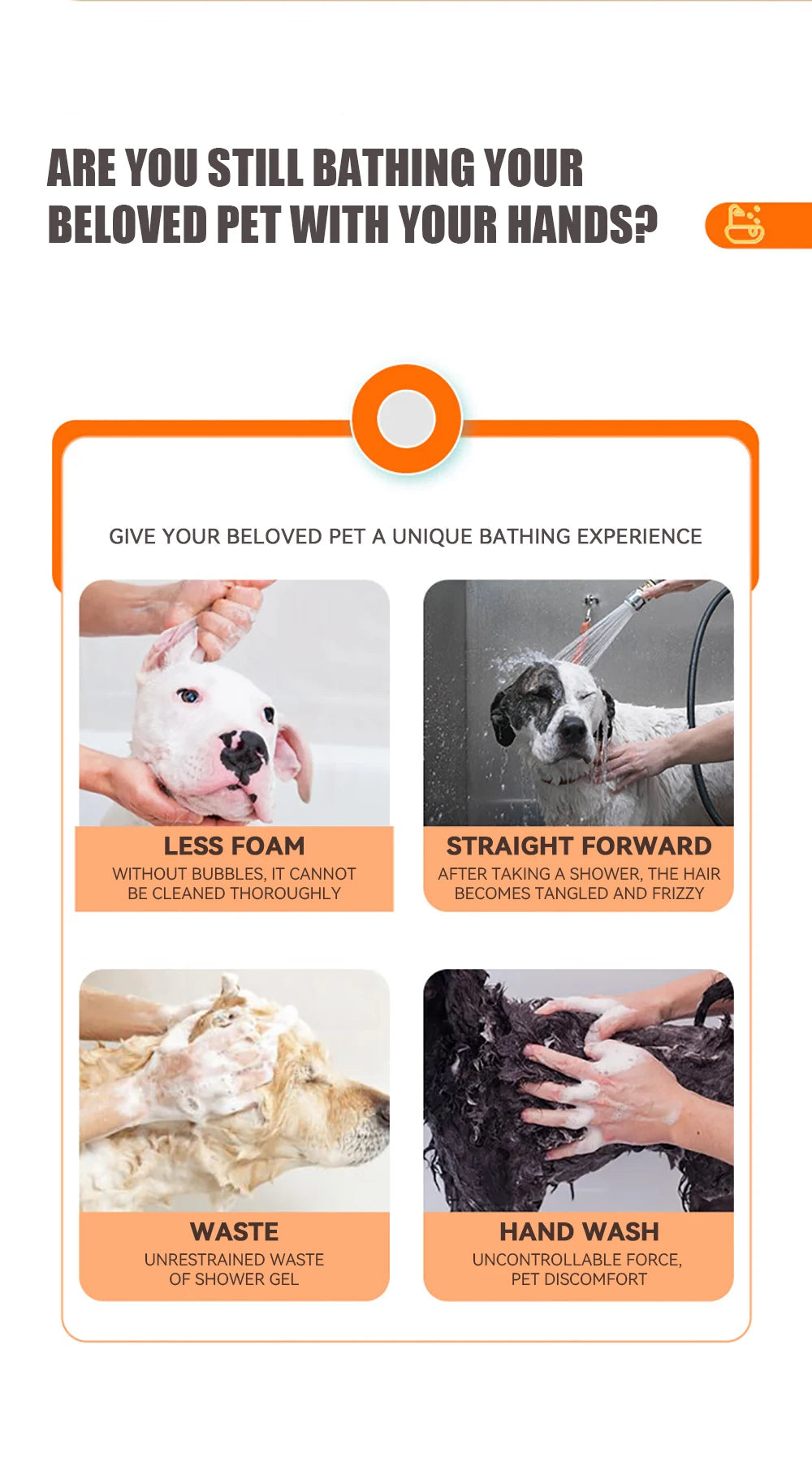Dog & Cat Bathing Brush with Shampoo Dispenser – Soft Silicone Pet Massage & Grooming Tool