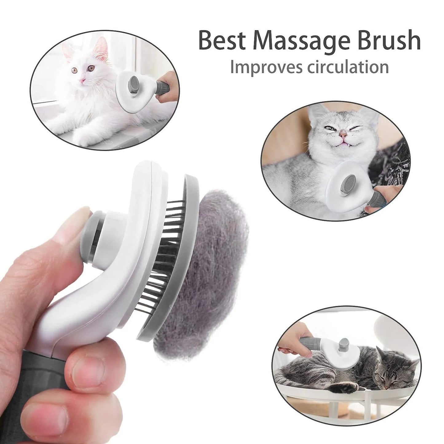 Self-Cleaning Pet Hair Remover Brush – Dog & Cat Grooming Comb, Dematting & Fur Removal Tool