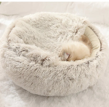 Autumn & Winter Plush Pet Bed – Warm Semi-Enclosed small dog/Cat Nest with Soft Comforter Design
