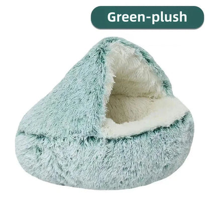 Autumn & Winter Plush Pet Bed – Warm Semi-Enclosed small dog/Cat Nest with Soft Comforter Design