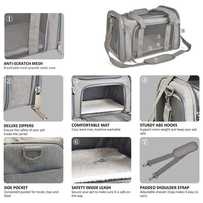 Collapsible Pet Carrier for Cats & Small Dogs – Travel Carrier for Puppies up to 15 lbs