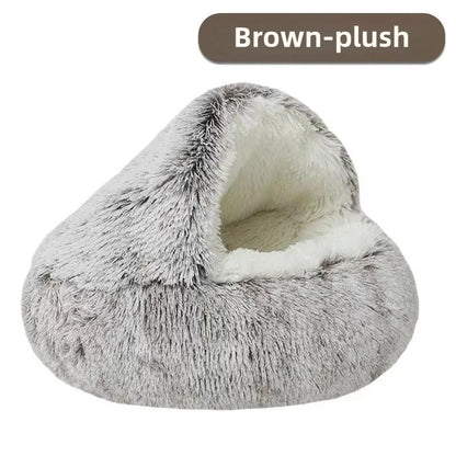 Autumn & Winter Plush Pet Bed – Warm Semi-Enclosed small dog/Cat Nest with Soft Comforter Design